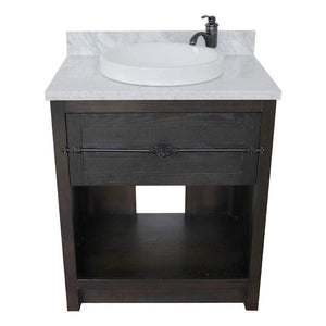 Bellaterra Home Vanity BellaTerra Home 31" Single vanity in Brown Ash finish with White Carrara top and Round Sink 400101-BA-WMRD