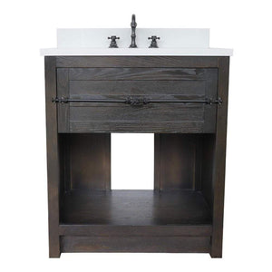 Bellaterra Home Vanity BellaTerra Home 31" Single vanity in Brown Ash finish with White Quartz top and Oval Sink  400101-BA-WEO