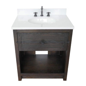 Bellaterra Home Vanity BellaTerra Home 31" Single vanity in Brown Ash finish with White Quartz top and Oval Sink  400101-BA-WEO