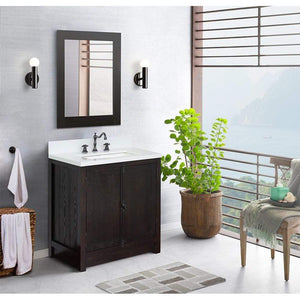 Bellaterra Home Vanity BellaTerra Home 31" Single vanity in Brown Ash Finish with White Quartz Top and Rectangle Sink 400100-BA-WER