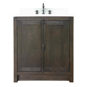Bellaterra Home Vanity BellaTerra Home 31" Single vanity in Brown Ash Finish with White Quartz Top and Rectangle Sink 400100-BA-WER
