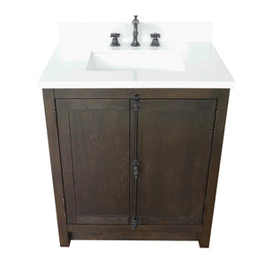 Bellaterra Home Vanity BellaTerra Home 31" Single vanity in Brown Ash Finish with White Quartz Top and Rectangle Sink 400100-BA-WER