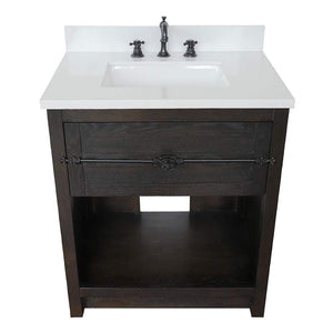 Bellaterra Home Vanity BellaTerra Home 31" Single vanity in Brown Ash finish with White Quartz top and Rectangle Sink 400101-BA-WER
