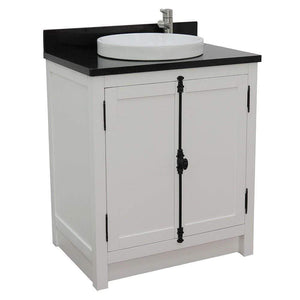 Bellaterra Home Vanity BellaTerra Home 31" Single vanity in Glacier Ash Finish with Black Galaxy Top and Round Sink 400100-GA-BGRD