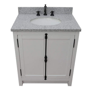 Bellaterra Home Vanity BellaTerra Home 31" Single vanity in Glacier Ash Finish with Gray Granite Top and Oval Sink 400100-GA-GYO