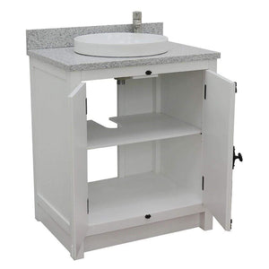 Bellaterra Home Vanity BellaTerra Home 31" Single vanity in Glacier Ash Finish with Gray Granite Top and Round Sink 400100-GA-GYRD