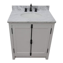 Load image into Gallery viewer, Bellaterra Home Vanity BellaTerra Home 31&quot; Single vanity in Glacier Ash finish with White Carrara top and Oval Sink 400100-GA-WMO