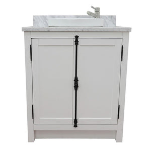 Bellaterra Home Vanity BellaTerra Home 31" Single vanity in Glacier Ash finish with White Carrara top and Round Sink 400100-GA-WMRD