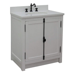 Bellaterra Home Vanity BellaTerra Home 31" Single vanity in Glacier Ash finish with White Quartz Top and Oval Sink