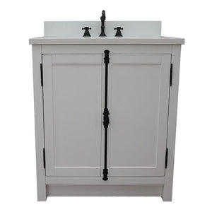 Bellaterra Home Vanity BellaTerra Home 31" Single vanity in Glacier Ash finish with White Quartz Top and Oval Sink