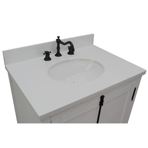 Bellaterra Home Vanity BellaTerra Home 31" Single vanity in Glacier Ash finish with White Quartz Top and Oval Sink