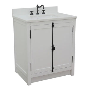 Bellaterra Home Vanity BellaTerra Home 31" Single Vanity in Glacier Ash Finish with White Quartz Top and Rectangle Sink 400100-GA-WER