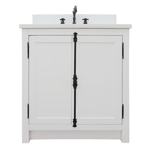 Bellaterra Home Vanity BellaTerra Home 31" Single Vanity in Glacier Ash Finish with White Quartz Top and Rectangle Sink 400100-GA-WER