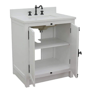 Bellaterra Home Vanity BellaTerra Home 31" Single Vanity in Glacier Ash Finish with White Quartz Top and Rectangle Sink 400100-GA-WER