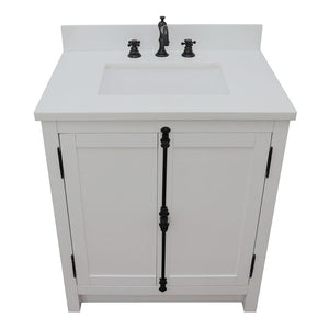 Bellaterra Home Vanity BellaTerra Home 31" Single Vanity in Glacier Ash Finish with White Quartz Top and Rectangle Sink 400100-GA-WER