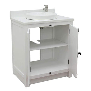 Bellaterra Home Vanity BellaTerra Home 31" Single vanity in Glacier Ash finish with White Quartz Top and Round Sink 400100-GA-WERD