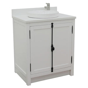 Bellaterra Home Vanity BellaTerra Home 31" Single vanity in Glacier Ash finish with White Quartz Top and Round Sink 400100-GA-WERD