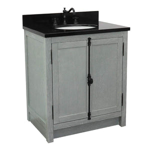 Bellaterra Home Vanity BellaTerra Home 31" Single vanity in Gray Ash finish with Black Galaxy top and Oval Sink 400100-GYA-BGO