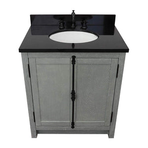 Bellaterra Home Vanity BellaTerra Home 31" Single vanity in Gray Ash finish with Black Galaxy top and Oval Sink 400100-GYA-BGO