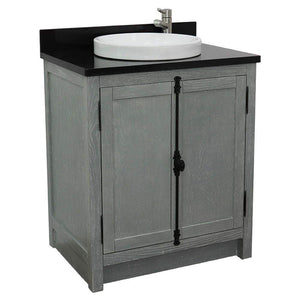 Bellaterra Home Vanity BellaTerra Home 31" Single vanity in Gray Ash finish with Black Galaxy top and Round Sink 400100-GYA-BGRD