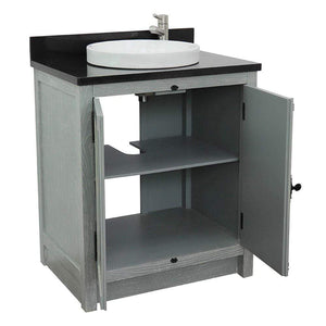 Bellaterra Home Vanity BellaTerra Home 31" Single vanity in Gray Ash finish with Black Galaxy top and Round Sink 400100-GYA-BGRD