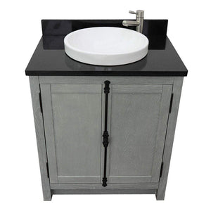 Bellaterra Home Vanity BellaTerra Home 31" Single vanity in Gray Ash finish with Black Galaxy top and Round Sink 400100-GYA-BGRD