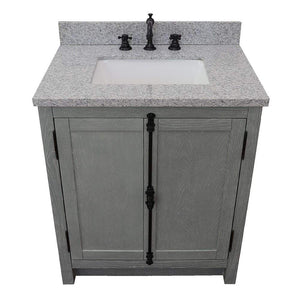 Bellaterra Home Vanity BellaTerra Home 31" Single vanity in Gray Ash finish with Gray granite top and Rectangle Sink 400100-GYA-GYR
