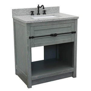 Bellaterra Home Vanity BellaTerra Home 31" Single vanity in Gray Ash finish with Gray granite top and Rectangle Sink 400101-GYA-GYR