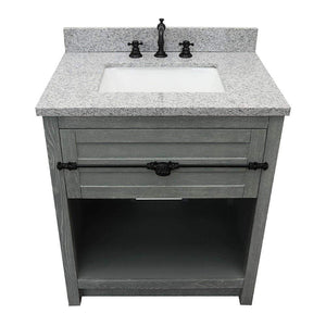 Bellaterra Home Vanity BellaTerra Home 31" Single vanity in Gray Ash finish with Gray granite top and Rectangle Sink 400101-GYA-GYR