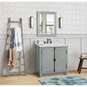 Bellaterra Home Vanity BellaTerra Home 31" Single vanity in Gray Ash finish with White Carrara top and Rectangle Sink 400100-GYA-WMR