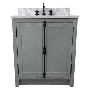 Bellaterra Home Vanity BellaTerra Home 31" Single vanity in Gray Ash finish with White Carrara top and Rectangle Sink 400100-GYA-WMR