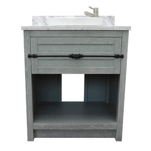 Bellaterra Home Vanity BellaTerra Home 31" Single vanity in Gray Ash finish with White Carrara top and Round Sink 400101-GYA-WMRD