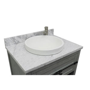 Bellaterra Home Vanity BellaTerra Home 31" Single vanity in Gray Ash finish with White Carrara top and Round Sink 400101-GYA-WMRD