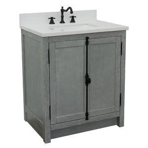 Bellaterra Home Vanity BellaTerra Home 31" Single vanity in Gray Ash finish with White Quartz top and Rectangle Sink 400100-GYA-WER