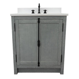 Bellaterra Home Vanity BellaTerra Home 31" Single vanity in Gray Ash finish with White Quartz top and Rectangle Sink 400100-GYA-WER