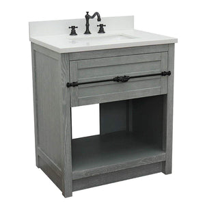 Bellaterra Home Vanity BellaTerra Home 31" Single vanity in Gray Ash finish with White Quartz top and Rectangle Sink 400101-GYA-WER