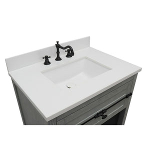 Bellaterra Home Vanity BellaTerra Home 31" Single vanity in Gray Ash finish with White Quartz top and Rectangle Sink 400101-GYA-WER