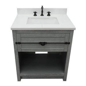 Bellaterra Home Vanity BellaTerra Home 31" Single vanity in Gray Ash finish with White Quartz top and Rectangle Sink 400101-GYA-WER