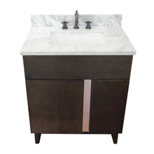 Load image into Gallery viewer, Bellaterra Home Vanity BellaTerra Home 31&quot; Single vanity in Silvery Brown finish with White Carrara top and Rectangle Sink 400200-SB-WMR