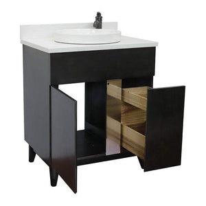 Bellaterra Home Vanity BellaTerra Home 31" Single vanity in Silvery Brown finish with White Quartz top and Round Sink 400200-SB-WERD