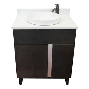 Bellaterra Home Vanity BellaTerra Home 31" Single vanity in Silvery Brown finish with White Quartz top and Round Sink 400200-SB-WERD