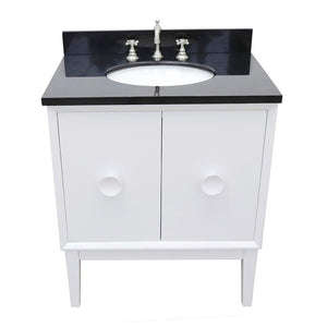 Bellaterra Home Vanity BellaTerra Home 31" Single vanity in White finish with Black Galaxy top and Oval Sink 400400-WH-BGO
