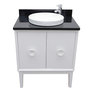 Bellaterra Home Vanity BellaTerra Home 31" Single vanity in White finish with Black Galaxy top and Round Sink 400400-WH-BGRD