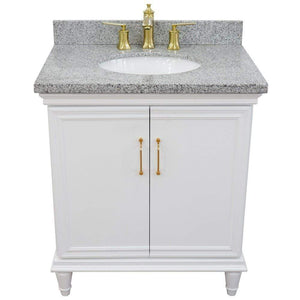 Bellaterra Home Vanity BellaTerra Home 31" Single vanity in White finish with Gray granite and oval sink 400800-31-WH-GYO