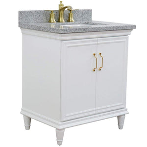 Bellaterra Home Vanity BellaTerra Home 31" Single vanity in White finish with Gray granite and rectangle sink 400800-31-WH-GYR