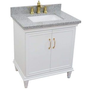 Bellaterra Home Vanity BellaTerra Home 31" Single vanity in White finish with Gray granite and rectangle sink 400800-31-WH-GYR
