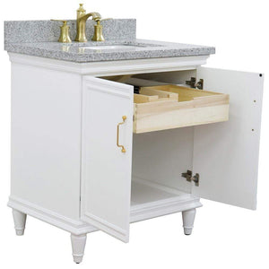 Bellaterra Home Vanity BellaTerra Home 31" Single vanity in White finish with Gray granite and rectangle sink 400800-31-WH-GYR