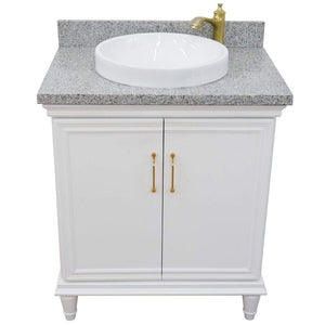 Bellaterra Home Vanity BellaTerra Home 31" Single vanity in White finish with Gray granite and round sink 400800-31-WH-GYRD