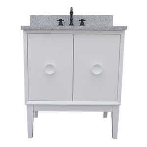 Bellaterra Home Vanity BellaTerra Home 31" Single vanity in White finish with Gray granite top and Rectangle Sink 400400-WH-GYR