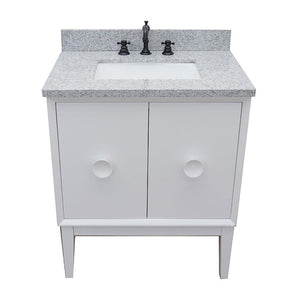Bellaterra Home Vanity BellaTerra Home 31" Single vanity in White finish with Gray granite top and Rectangle Sink 400400-WH-GYR